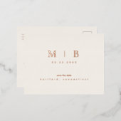 Roos Gouden Monogram Bruiloft Save the Date Folie Uitnodiging Briefkaart (Voorkant / Achterkant)