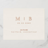 Roos Gouden Monogram Bruiloft Save the Date Folie Uitnodiging Briefkaart (Voorkant)