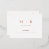 Roos Gouden Monogram Bruiloft Save the Date Folie Uitnodiging Briefkaart (Voorkant / Achterkant)
