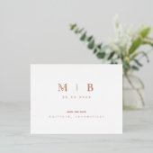 Roos Gouden Monogram Bruiloft Save the Date Folie Uitnodiging Briefkaart (Staand Voorkant)