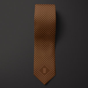 Roos Gouden Monogram Diamantpatroon Stropdas