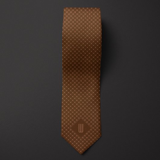 Roos Gouden Monogram Diamantpatroon Stropdas