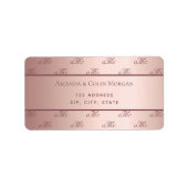 Roos gouden monogram initialen bruiloft etiket (Voorkant)