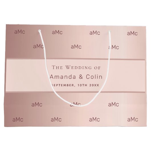 Roos gouden monogram initialen bruiloft groot cadeauzakje (Achterkant)