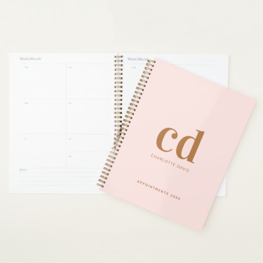 Roos gouden monogram initialen Elegant 2026 Planner (Display)