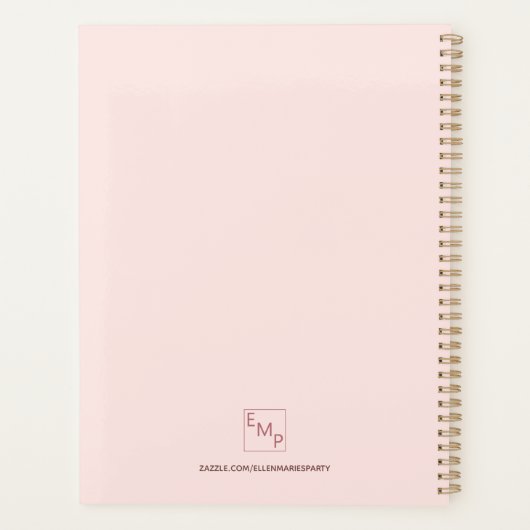 Roos gouden monogram initialen Elegant 2026 Planner (Achterkant)