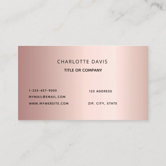 Roos gouden monogram initialen minimalistisch visitekaartje (Achterkant)