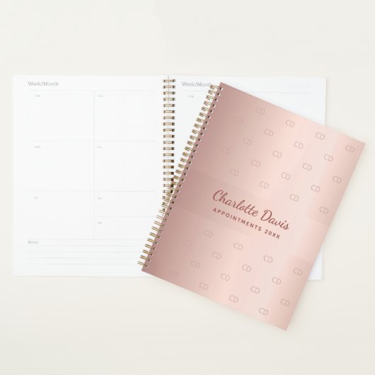 Roos gouden monogram initialen script elegant planner (Display)