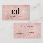 Roos gouden monogram initialen zilver visitekaartje (Voorkant / Achterkant)