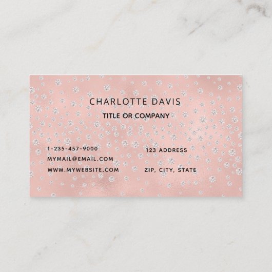 Roos gouden monogram initialen zilver visitekaartje (Achterkant)