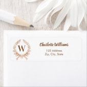 Roos gouden monogram krans retouradres etiket (Insitu)