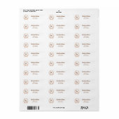 Roos gouden monogram krans retouradres etiket (Full Sheet)