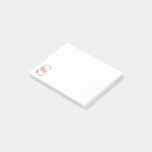 Roos gouden monogram letter S bloemenFolie Post-it® Notes (Schuin)