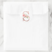 Roos Gouden Monogram Letter S Blush Roze Bloem Fol Ronde Sticker (Tas)