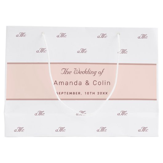 Roos gouden monogram paar initialen bruiloft wit groot cadeauzakje (Achterkant)