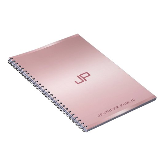 Roos Gouden Monogram Sjabloon Gepersonaliseerde Cl Notitieboek (Rechterzijde)