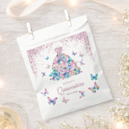 Roos Gouden Mousserende Vlinders Gown Quinceanera Bedankzakje