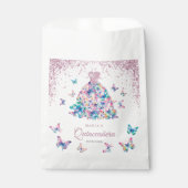 Roos Gouden Mousserende Vlinders Gown Quinceanera Bedankzakje (Voorkant)