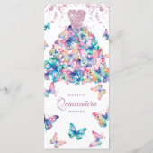 Roos Gouden Mousserende Vlinders Gown Quinceanera Menu (Achterkant)