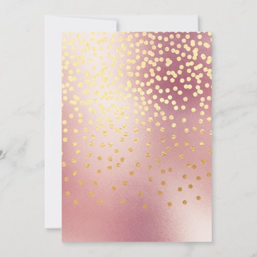 Roos gouden mousserende wijn glitterschouderwets kaart (Achterkant)