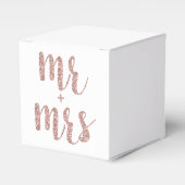Roos gouden Mr & Mrs gunst dozen, glitter letterty Bedankdoosjes (Voorkant Zijde)