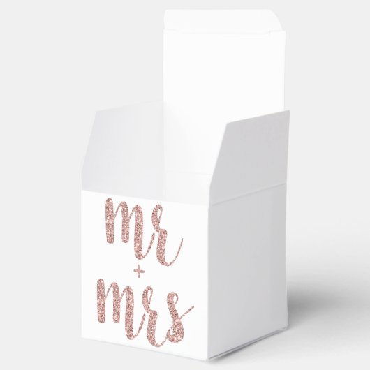 Roos gouden Mr & Mrs gunst dozen, glitter letterty Bedankdoosjes (Geopend)