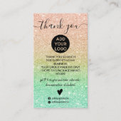 Roos gouden munt glitter sparkles bestellen dank u visitekaartje (Voorkant)