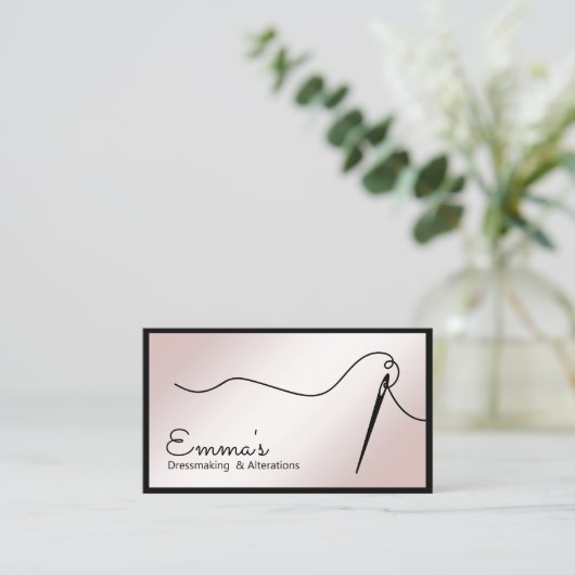 Roos gouden naadnaad en draadzeemleding visitekaartje (Staand voorkant)