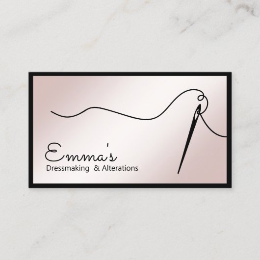 Roos gouden naadnaad en draadzeemleding visitekaartje (Voorkant)