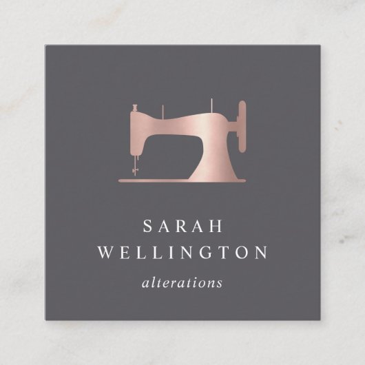 Roos gouden naaimachine | Seamstress of Tailor Vierkante Visitekaartje (Voorkant)