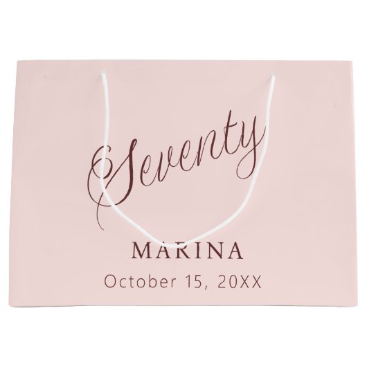 Roos gouden naam script 70e verjaardag groot cadeauzakje (Voorkant)