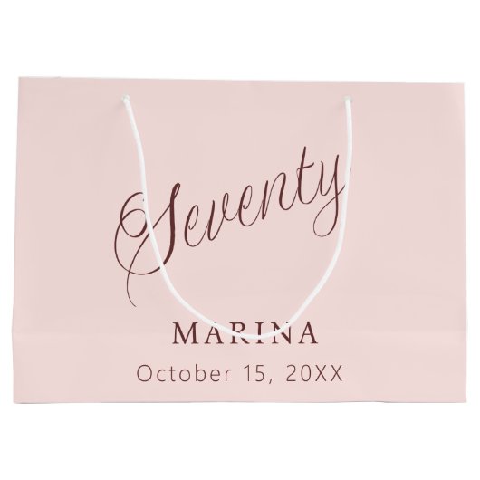 Roos gouden naam script 70e verjaardag groot cadeauzakje (Achterkant)