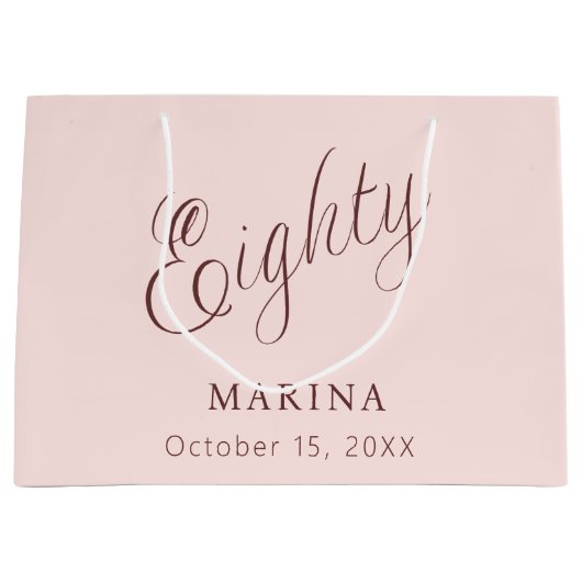 Roos gouden naam script 80e verjaardag groot cadeauzakje (Voorkant)