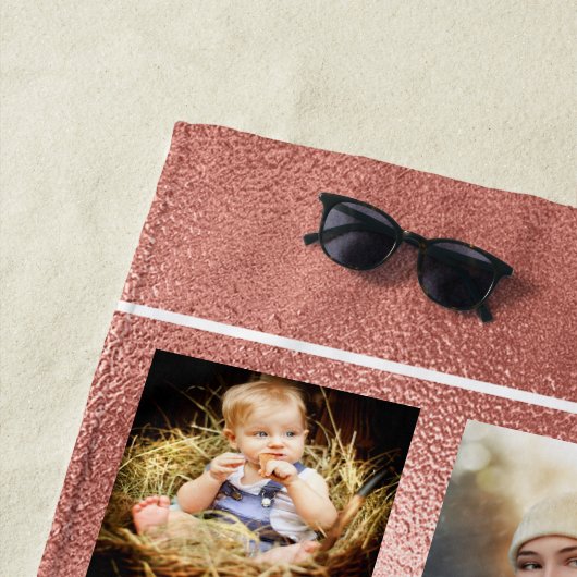 Roos gouden naam script fotocollage strandlaken (In situ)