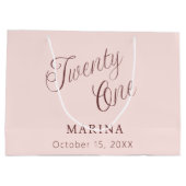 Roos gouden naamschrift 21ste verjaardag groot cadeauzakje (Achterkant)