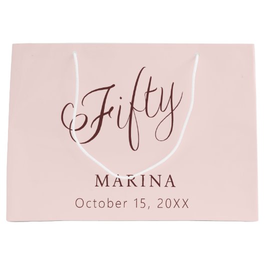 Roos gouden naamschrift 50e verjaardag groot cadeauzakje (Voorkant)