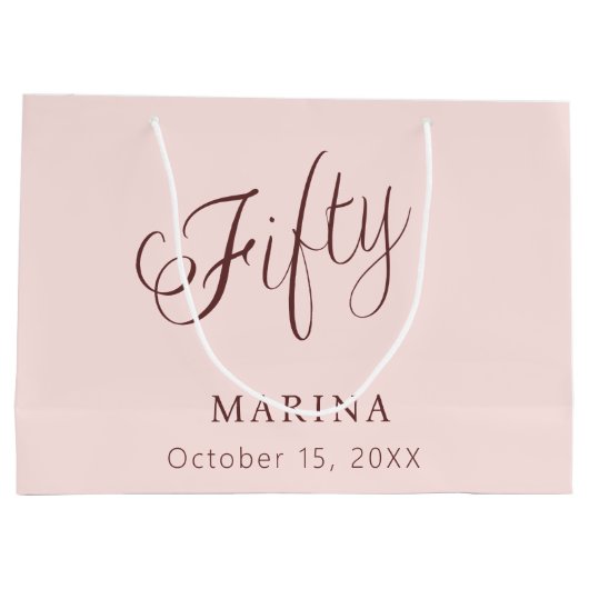 Roos gouden naamschrift 50e verjaardag groot cadeauzakje (Achterkant)