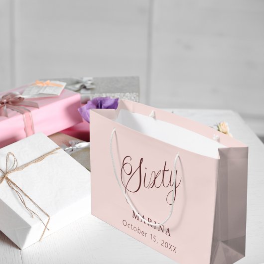 Roos gouden naamschrift 60e verjaardag groot cadeauzakje