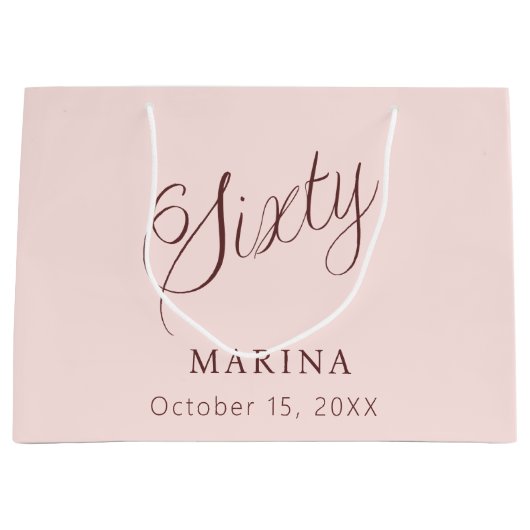 Roos gouden naamschrift 60e verjaardag groot cadeauzakje (Voorkant)