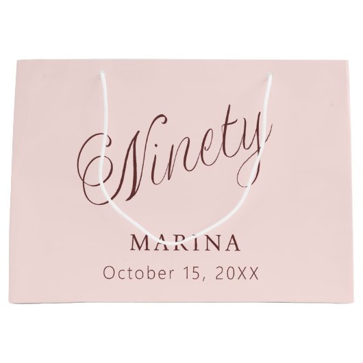 Roos gouden naamschrift 90ste verjaardag groot cadeauzakje (Voorkant)