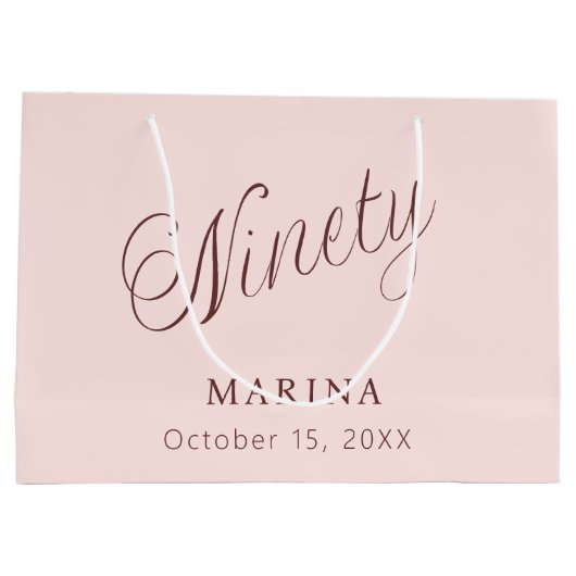 Roos gouden naamschrift 90ste verjaardag groot cadeauzakje (Achterkant)