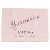 Roos gouden naamschrift Quinceanera Groot Cadeauzakje (Achterkant)