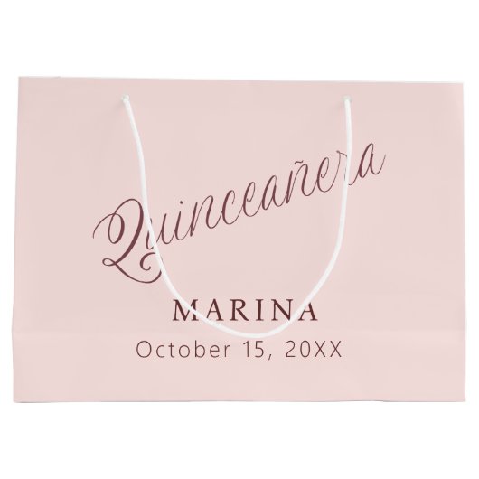 Roos gouden naamschrift Quinceanera Groot Cadeauzakje (Achterkant)