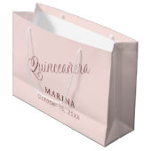 Roos gouden naamschrift Quinceanera Groot Cadeauzakje (Voorkant Gekanteld)