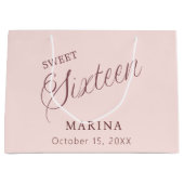 Roos gouden naamschrift Sweet 16 Groot Cadeauzakje (Voorkant)