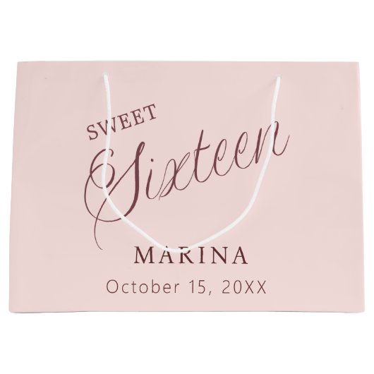 Roos gouden naamschrift Sweet 16 Groot Cadeauzakje (Voorkant)