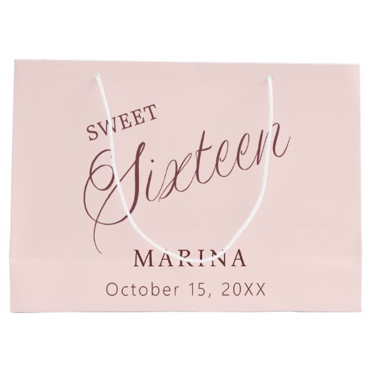 Roos gouden naamschrift Sweet 16 Groot Cadeauzakje (Achterkant)