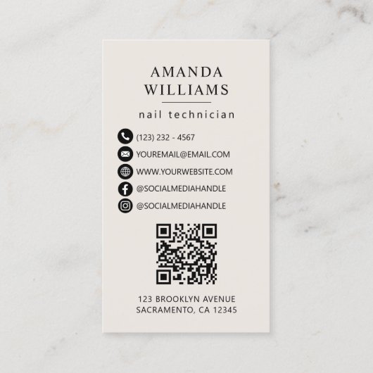 Roos gouden nagellak flesspijkertechnicus visitekaartje (Achterkant)