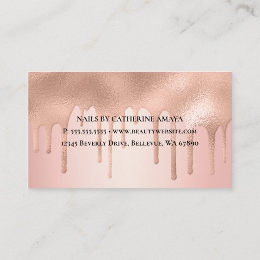 Roos gouden nagellak visitekaartje (Achterkant)