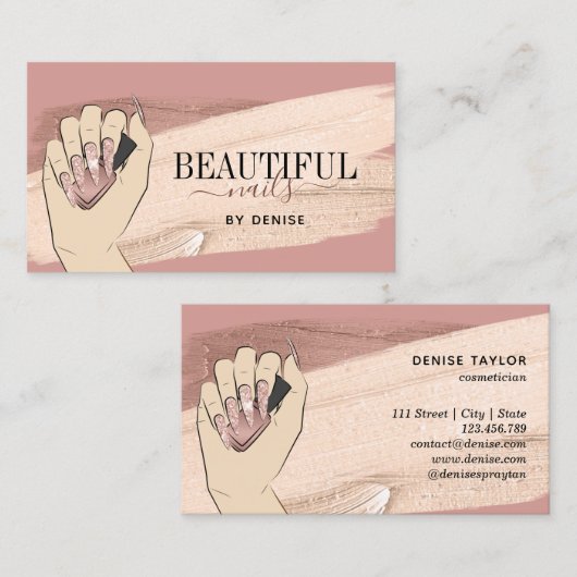 roos gouden nagellak visitekaartje (Voorkant / Achterkant)